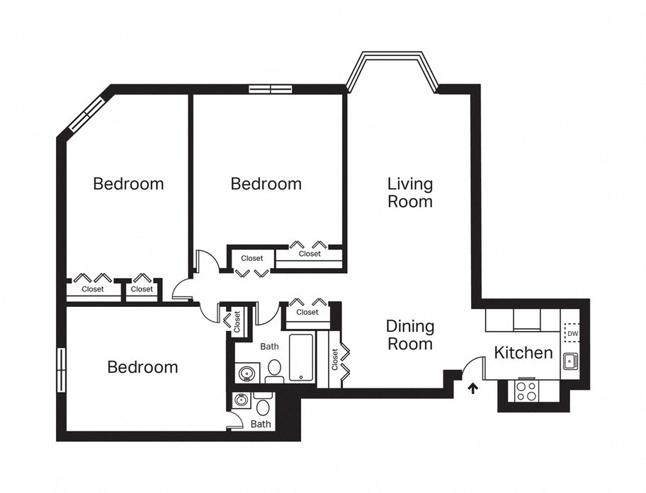 Channel Square Apartments 3 Bedroom Highrise Floor Plan Channel Square Apartments 3 Bedroom Highrise Floor Plan